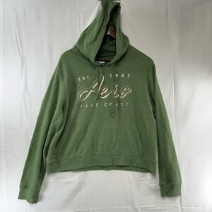 Aéropostale Women's XL Green Pullover Hoodie Fleece Cotton Blend Graphic Logo